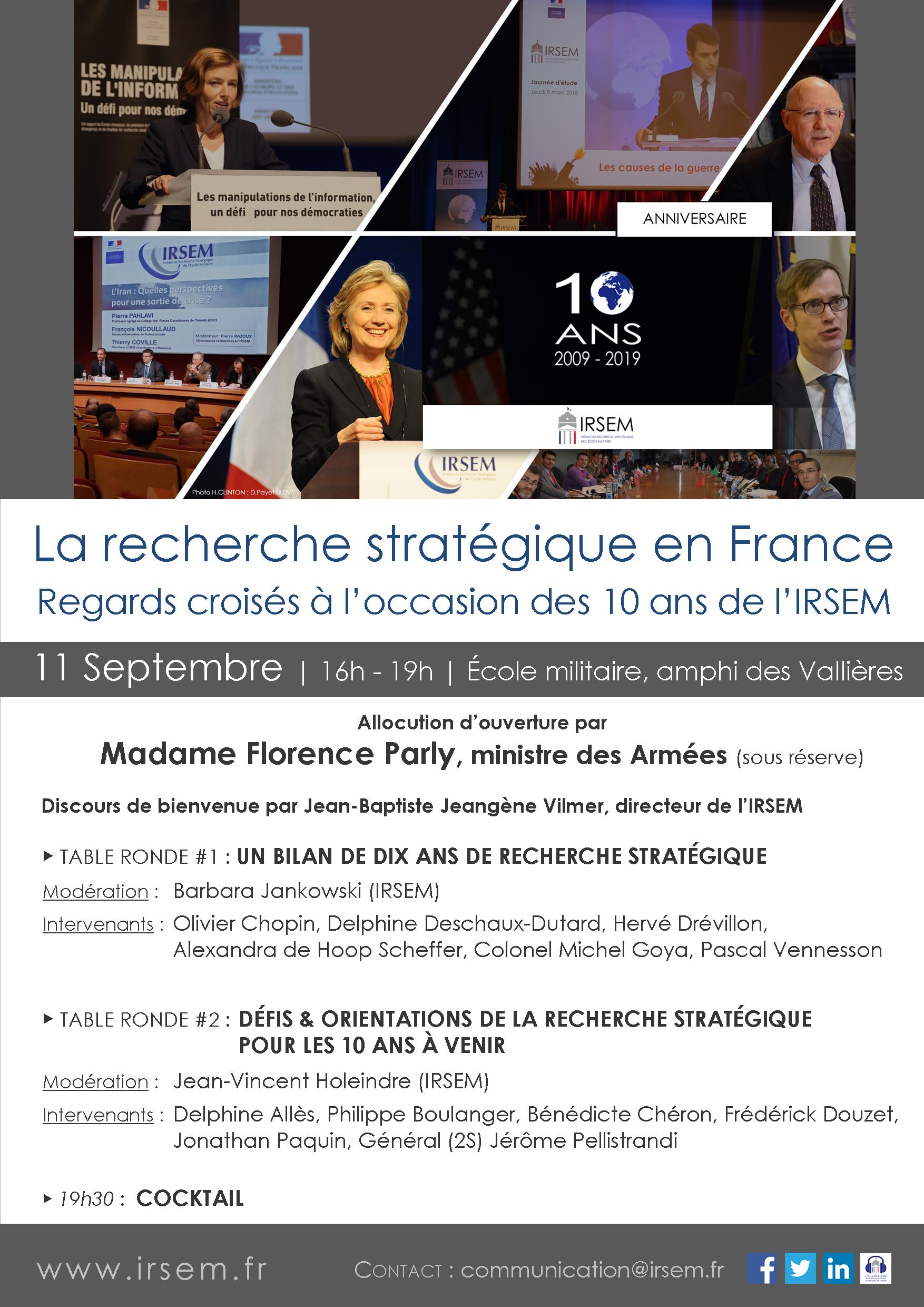 2019 09 11 Affiche 10 ans IRSEM